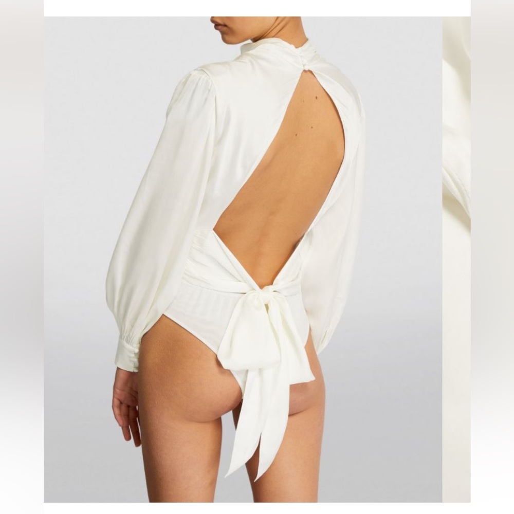 All Saints White Open-Back Bodysuit